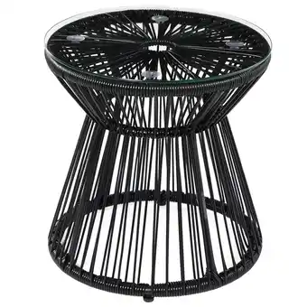 Netto Marken-Discount Outsunny Ratten Beistelltisch Eisen, PE-Rattan, Glas Angebot