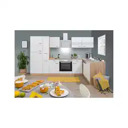 Netto Marken-Discount Respekta Küchenprogramm Eiche Sägerau Winkelküche - versch. Ausführungen- 310 x 172 cm -weiß Angebot
