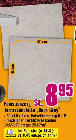 Hornbach Feinsteinzeug Terrassenplatte „Rock Grey" Angebot