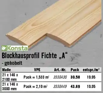 Hornbach Konsta Blockhausprofil Fichte „A“ Angebot