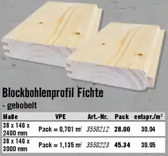 Hornbach Blockbohlenprofil Fichte Angebot