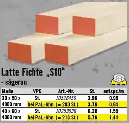 Hornbach Latte Fichte „S10" Angebot