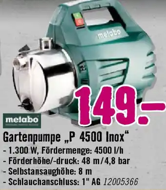 Hornbach Metabo Gartenpumpe „P 4500 Inox" Angebot