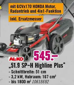 Hornbach AL-KO Benzin-Rasenmäher „51.9 SP-H Highline Plus" Angebot