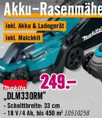 Hornbach Makita Akku-Rasenmäher „DLM330RM" Angebot