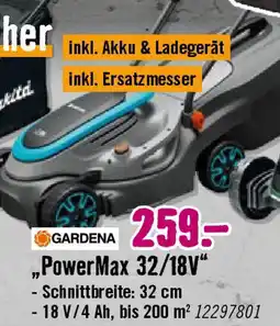 Hornbach GARDENA Akku-Rasenmäher „PowerMax 32/18V" Angebot