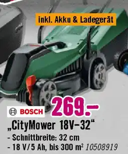Hornbach BOSCH Akku-Rasenmäher „CityMower 18V-32" Angebot