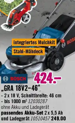Hornbach BOSCH Akku-Rasenmäher ,,GRA 18V2-46" Angebot
