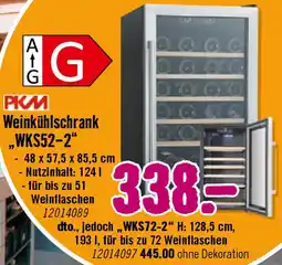 Hornbach PKM Weinkühlschrank ,,WKS52-2" Angebot