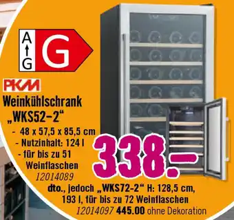 Hornbach PKM Weinkühlschrank ,,WKS52-2" Angebot