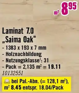 Hornbach Laminat 7.0 „Saima Oak“ Angebot