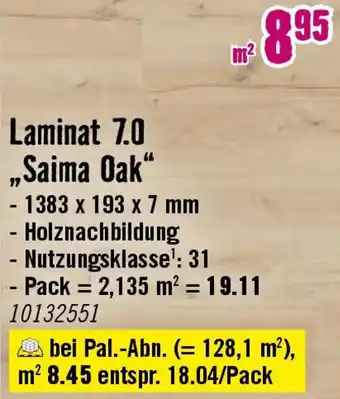 Hornbach Laminat 7.0 „Saima Oak“ Angebot