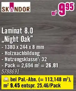 Hornbach SKANDOR Laminat 8.0 „Night Oak" Angebot