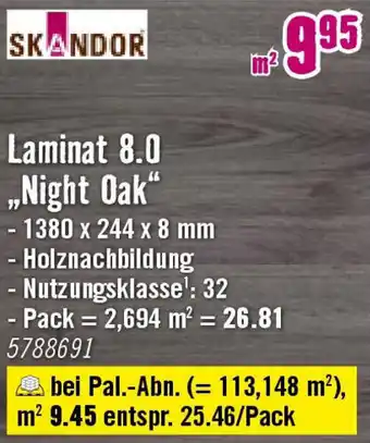 Hornbach SKANDOR Laminat 8.0 „Night Oak" Angebot