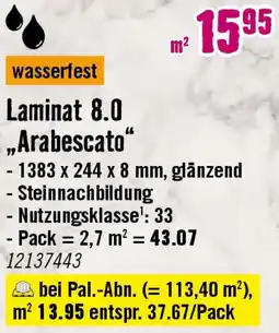 Hornbach Laminat 8.0 ,,Arabescato" Angebot