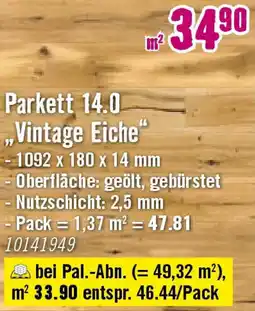 Hornbach Parkett 14.0 ,,Vintage Eiche" Angebot