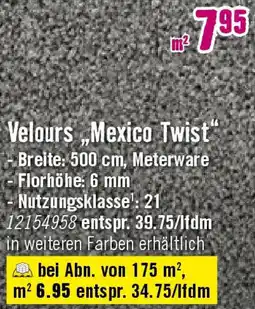 Hornbach Teppichboden Velours Mexico Twist Angebot