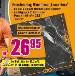 Hornbach Feinsteinzeug Wandfliese „Lucca Nero“ Angebot