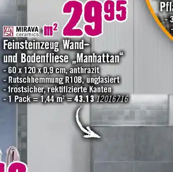 Hornbach MIRAVA Feinsteinzeug Wand- und Bodenfliese ,,Manhattan" Angebot