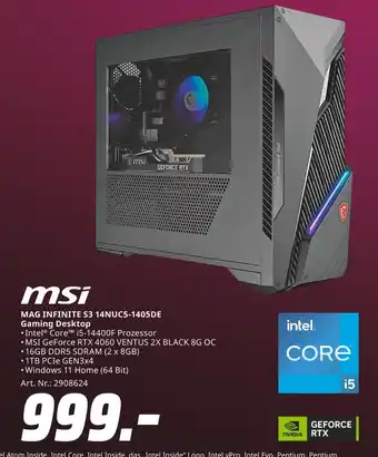 MediaMarkt Msi mag infinite s3 14nuc5-1405de gaming desktop Angebot