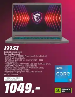 MediaMarkt Msi thin 15 b13ve-2015 gaming notebook Angebot