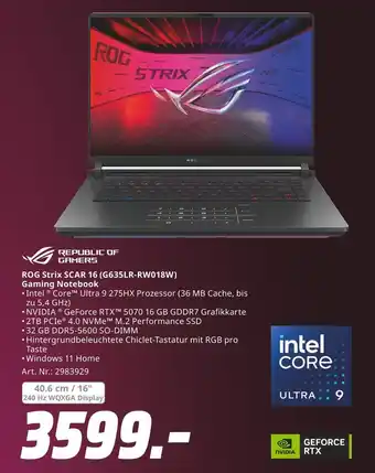 MediaMarkt Republic of gamers rog strix scar 16 (g635lr-rw018w) gaming notebook Angebot