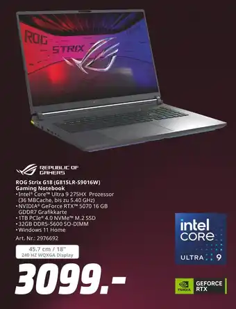 MediaMarkt Republic of gamers rog strix g18 (g815lr-s9016w) gaming notebook Angebot