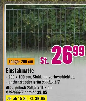 Hornbach Einstabmatte Angebot