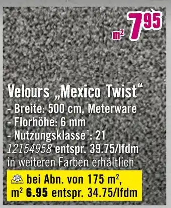 Hornbach Teppichboden velours „mexico twist“ Angebot