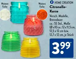 Aldi Süd HOME CREATION Citronella Kerze Angebot