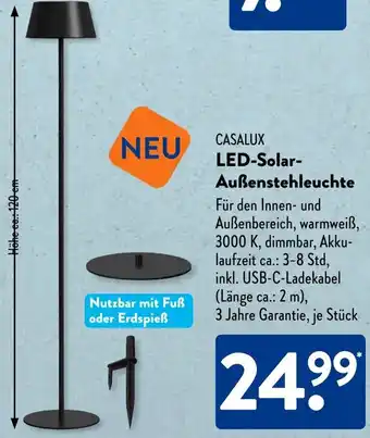Aldi Süd CASALUX LED-Solar Außenstehleuchte Angebot