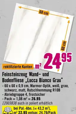Hornbach Feinsteinzeug wand- und bodenfliese „lucca bianco grau“ Angebot