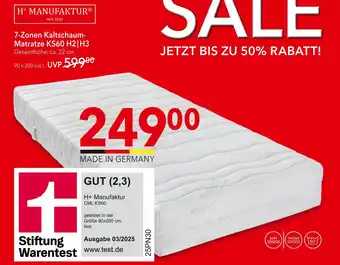 Matratzen Concord H+ manufaktur 7-zonen kaltschaum- matratze ks60 h2 | h3 Angebot