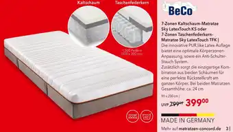 Matratzen Concord Beco 7-zonen kaltschaum-matratze sky latextouch ks Angebot