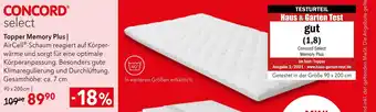Matratzen Concord Concord topper memory plus Angebot