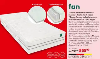 Matratzen Concord Fan 7-zonen kaltschaum-matratze medicare top ks h3|h4 Angebot