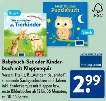 Aldi Süd Babybuch-Set oder Kinderbuch mit Klappenquiz Angebot