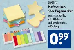 Aldi Süd EXPERTIZ Haftnotizen oder Pagemarker Angebot