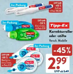 Aldi Süd Tipp-Ex Korrekturroller oder -stifte Angebot