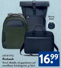 Aldi Süd LIVE IN STYLE Rucksack Angebot