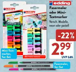 Aldi Süd edding Fasermaler oder Mini-Textmarker Angebot