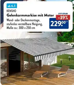 Aldi Süd KENSHO Gelenkarmmarkise mit Motor Angebot