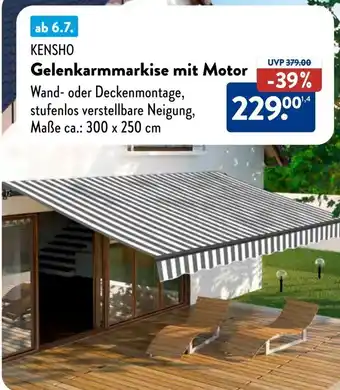 Aldi Süd KENSHO Gelenkarmmarkise mit Motor Angebot