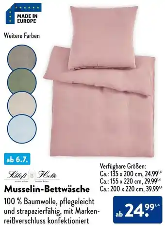 Aldi Süd Schloß Holle Musselin-Bettwäsche Angebot