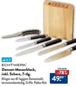 Aldi Süd ECHTWERK Damast-Messerblock, inkl. Schere, 7-tlg. Angebot
