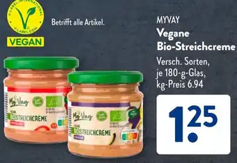 Aldi Süd MYVAY Vegane Bio-Streichcreme Angebot