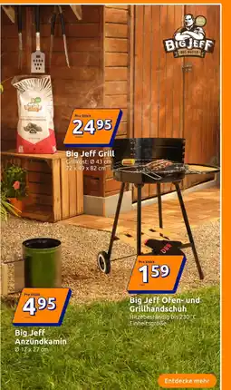 Action Big jeff grill, andzündkamin oder ofen- und grillhandschuh Angebot