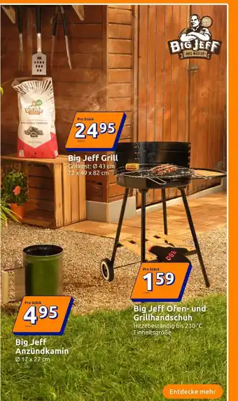 Action Big jeff grill, andzündkamin oder ofen- und grillhandschuh Angebot
