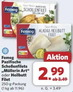 Combi Femeg Pazifische Schollenfilets ,,Müllerin Art" oder Heilbutt Filet Angebot