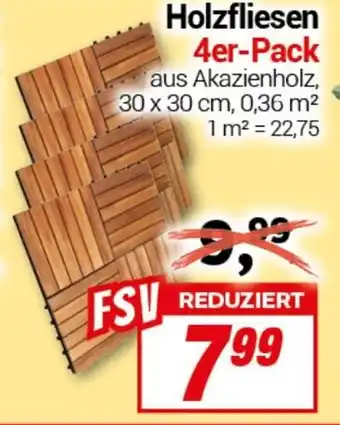 CENTERSHOP Holzfliesen 4er-Pack Angebot